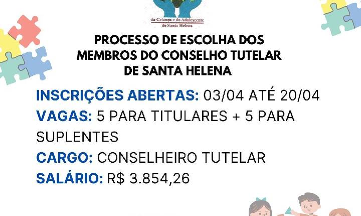 Abertas as inscrições para o processo de escolha dos membros do Conselho Tutelar de Santa Helena