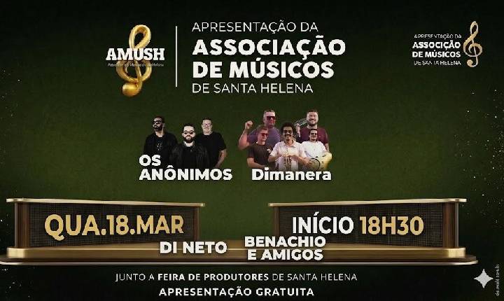 AMUSH leva música ao vivo à Feira do Produtor nesta quarta-feira em Santa Helena