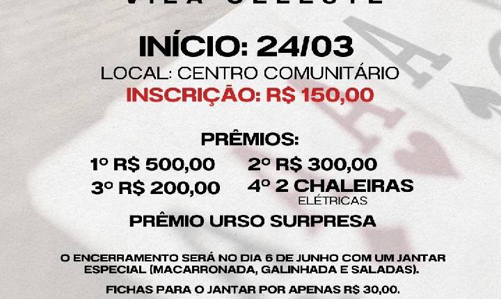 Campeonato de Canastra na Vila Celeste, distrito de Santa Helena começa em abril e promete integração comunitária