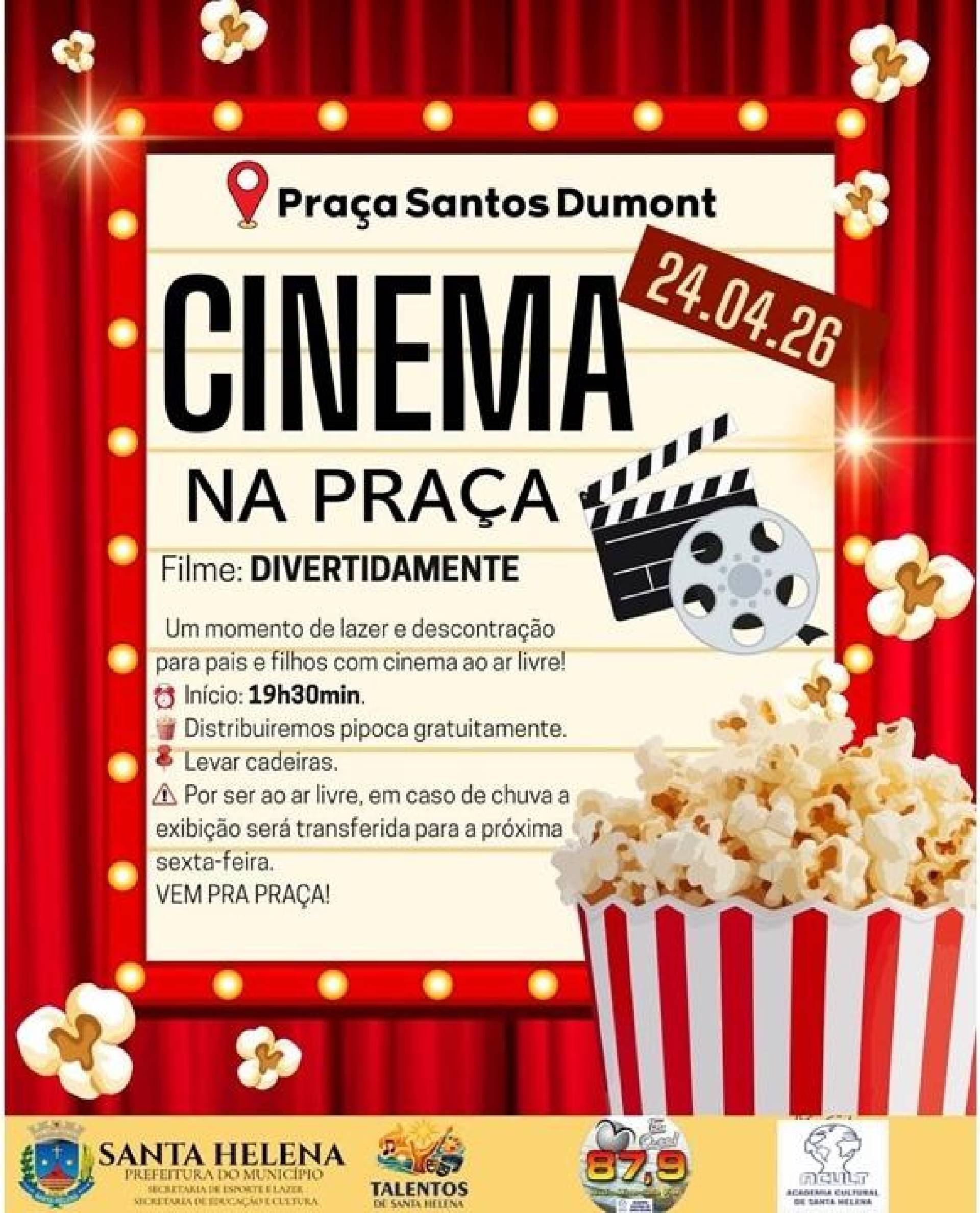 Cine Acult Itinerante leva cinema gratuito ao ar livre na Praça Santos Dumont