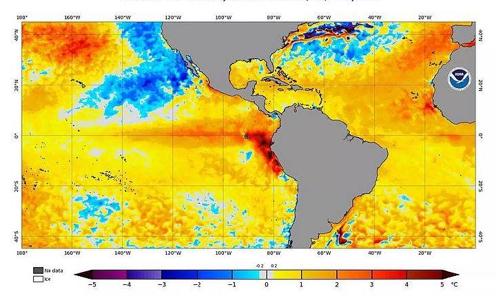 El Niño de forte intensidade pode ocorrer em outubro ou novembro, diz agência dos EUA