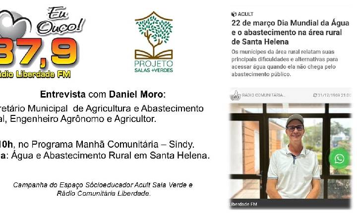 Entrevista com o Secretário Daniel Moro aborda desafios do abastecimento de água na área rural de Santa Helena