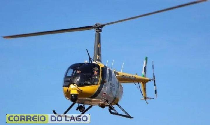 Helicóptero da PM sobrevoa Santa Helena em abordagem à veículo