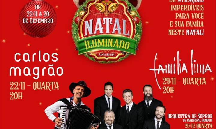 Natal Iluminado tem abertura com chegada do Papai Noel e show de Carlos Magrão