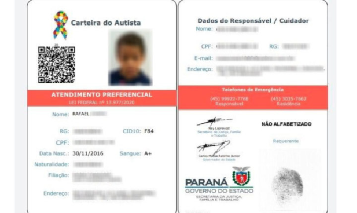 PR vê crescer emissão de carteiras que identificam autistas; item garante atendimento prioritário