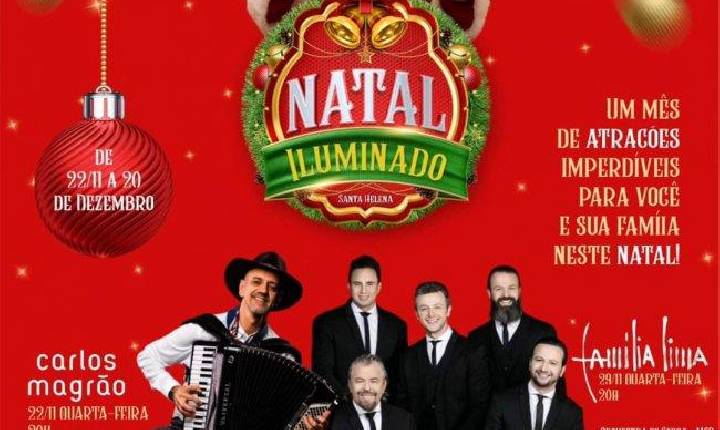 Programação do Natal Iluminado de Santa Helena será na Praça Santos Dumont