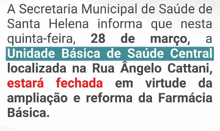 Unidade de Saúde da Ângelo Cattani fecha temporariamente nesta quinta-feira