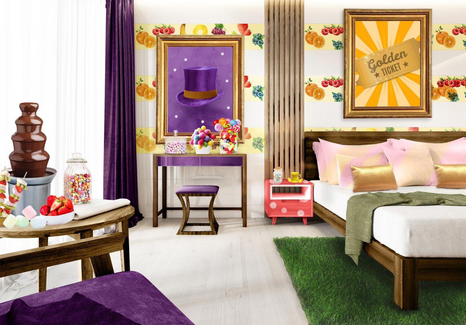 Hotel ganha quarto temático Willy Wonka para celebrar 50 anos de “A Fantástica Fábrica de Chocolate”