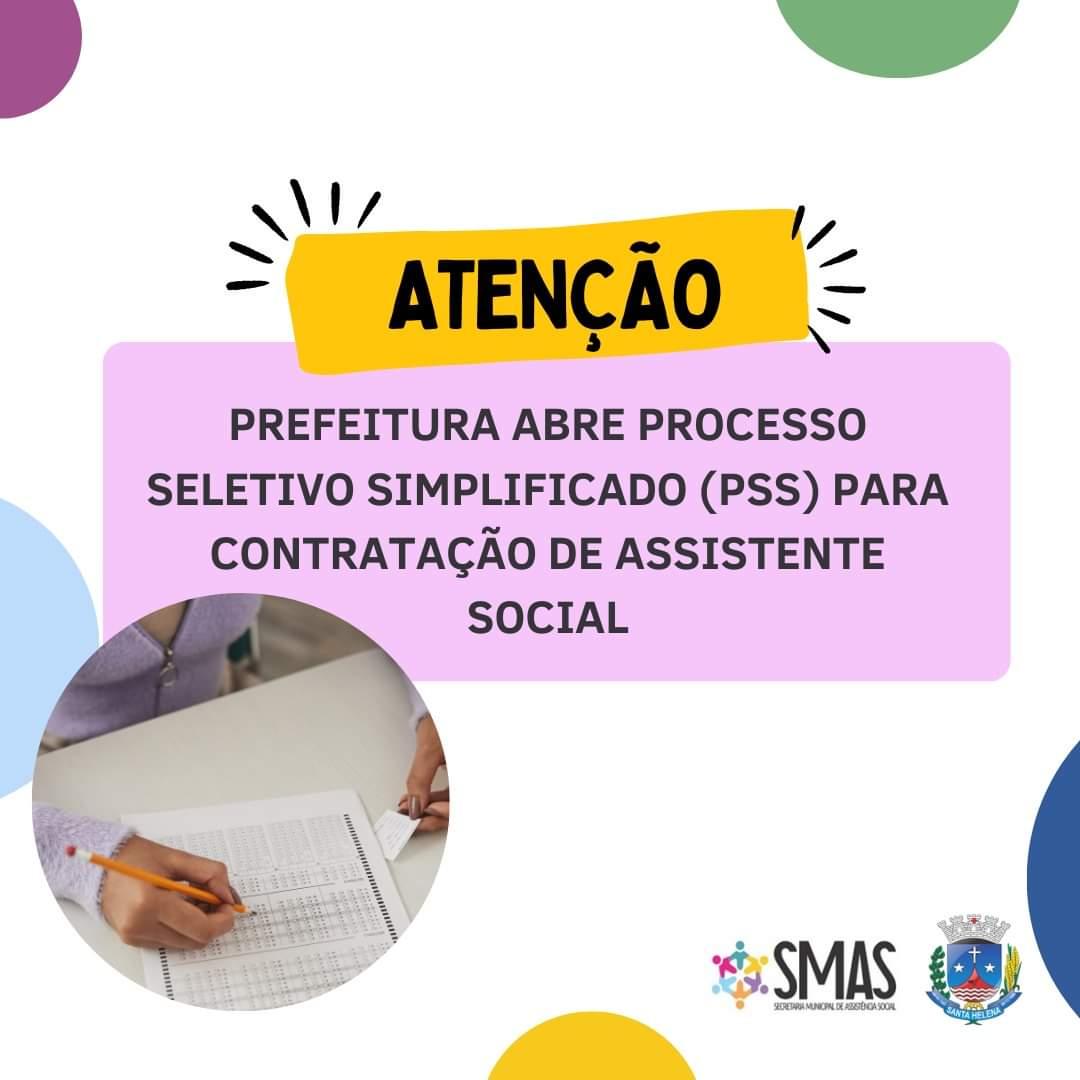 Prefeitura abre PSS para contratação de Assistente Social