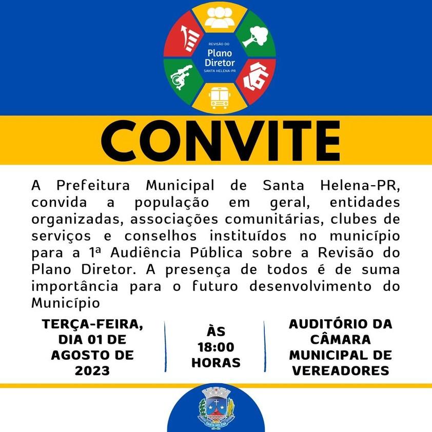 Prefeitura convida população para 1ª Audiência Pública: Revisão do Plano Diretor