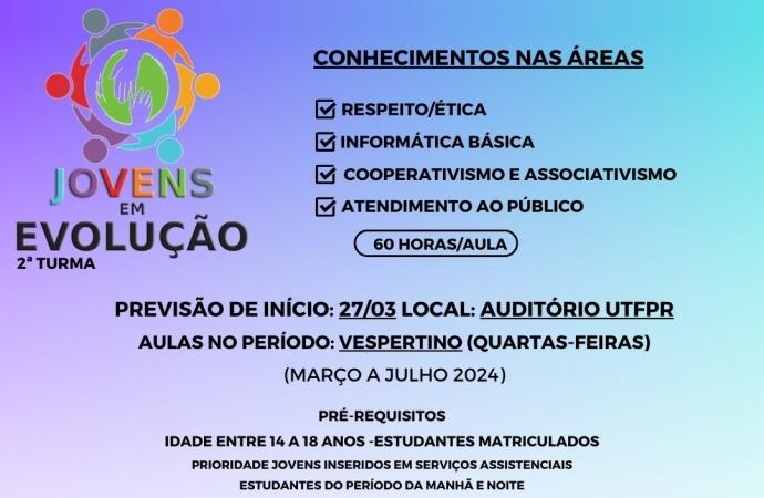 Inscrições para o Projeto Jovens em Evolução em Santa Helena são prorrogadas