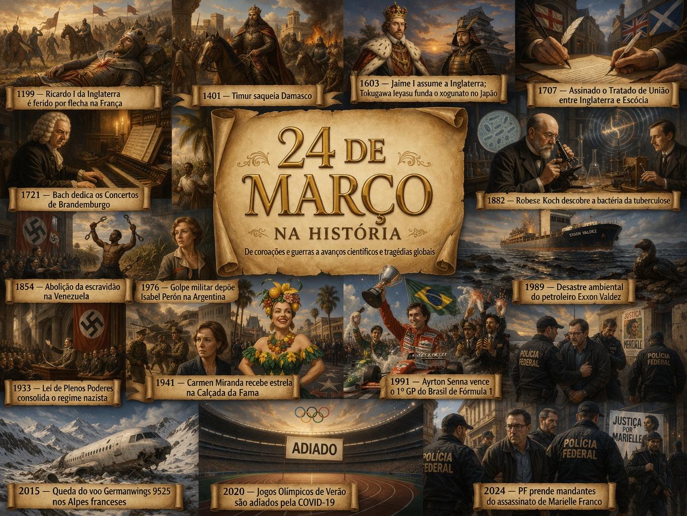 24 de março na história: de coroações e guerras a avanços científicos e tragédias globais
