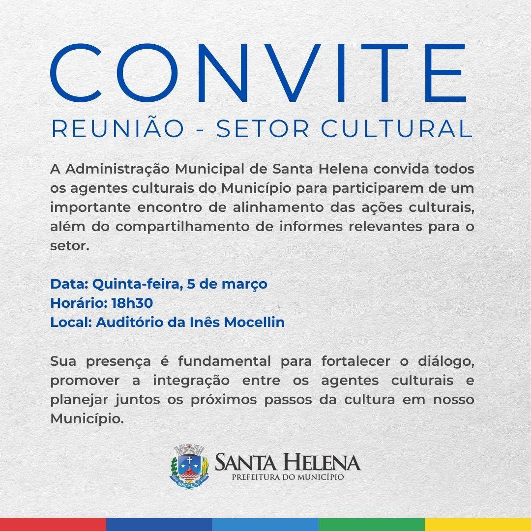 Administração de Santa Helena convoca agentes culturais para reunião de alinhamento nesta quinta-feira
