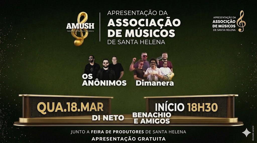 AMUSH leva música ao vivo à Feira do Produtor nesta quarta-feira em Santa Helena
