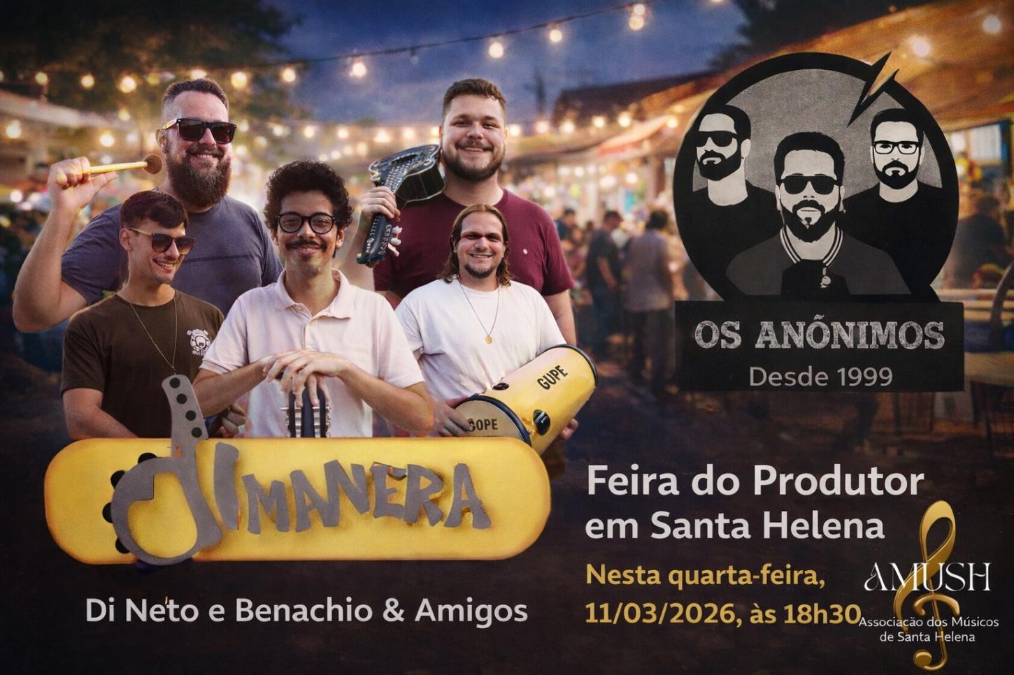 AMUSH promove atrações musicais nesta quarta-feira na Feira do Produtor em Santa Helena