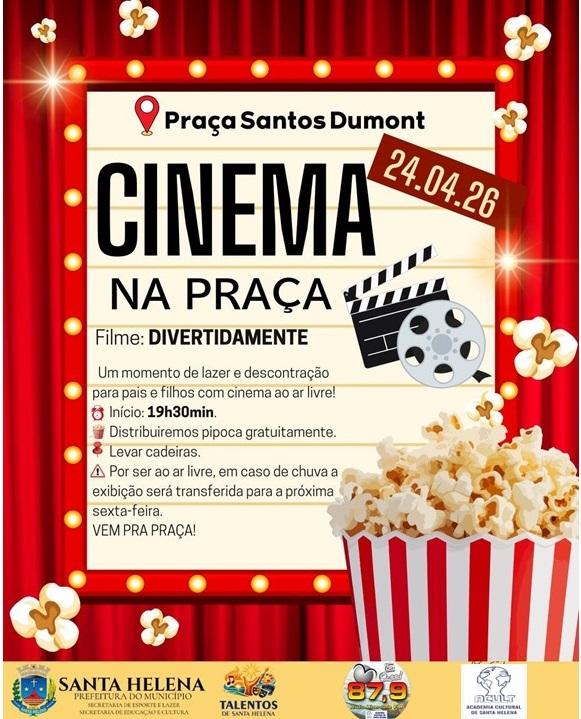 Cine Acult Itinerante leva cinema gratuito ao ar livre na Praça Santos Dumont