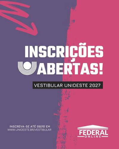 Unioeste abre as inscrições para o Vestibular 2027